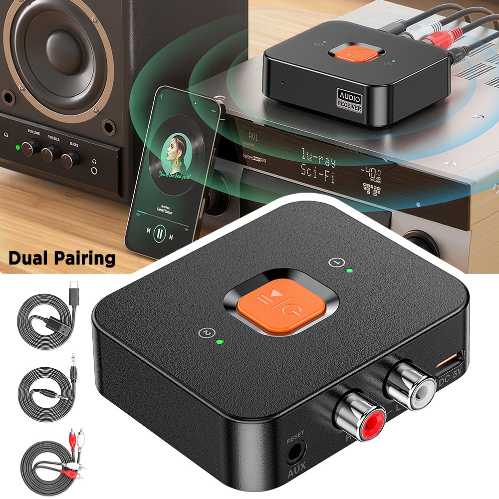 Bluetooth 6.0 Receiver Wireless Audio Adapter with Low Latency for Speakers