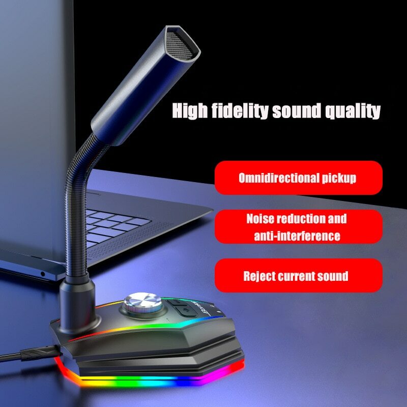 USB Desk Microphone For Gaming Communication Mic With Headphone Jack
