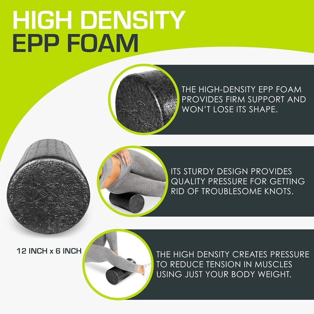 Durable 12-Inch High Density Foam Roller - Essential for Flexibility & Recovery