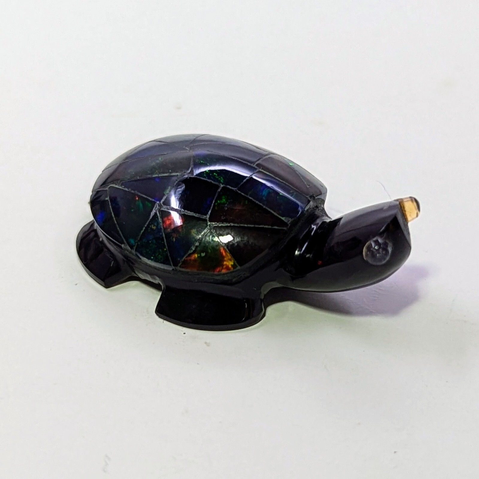 FIREY MEXICAN OPAL TURTLE CARVING 1.25 Inches Long "Stunning Colors"