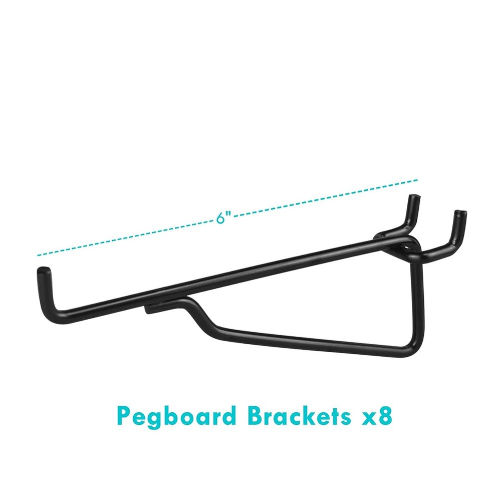 Peg Board Shelf Hooks, 8PACK 6In Metal Utility Hook Set, Peg Board5376