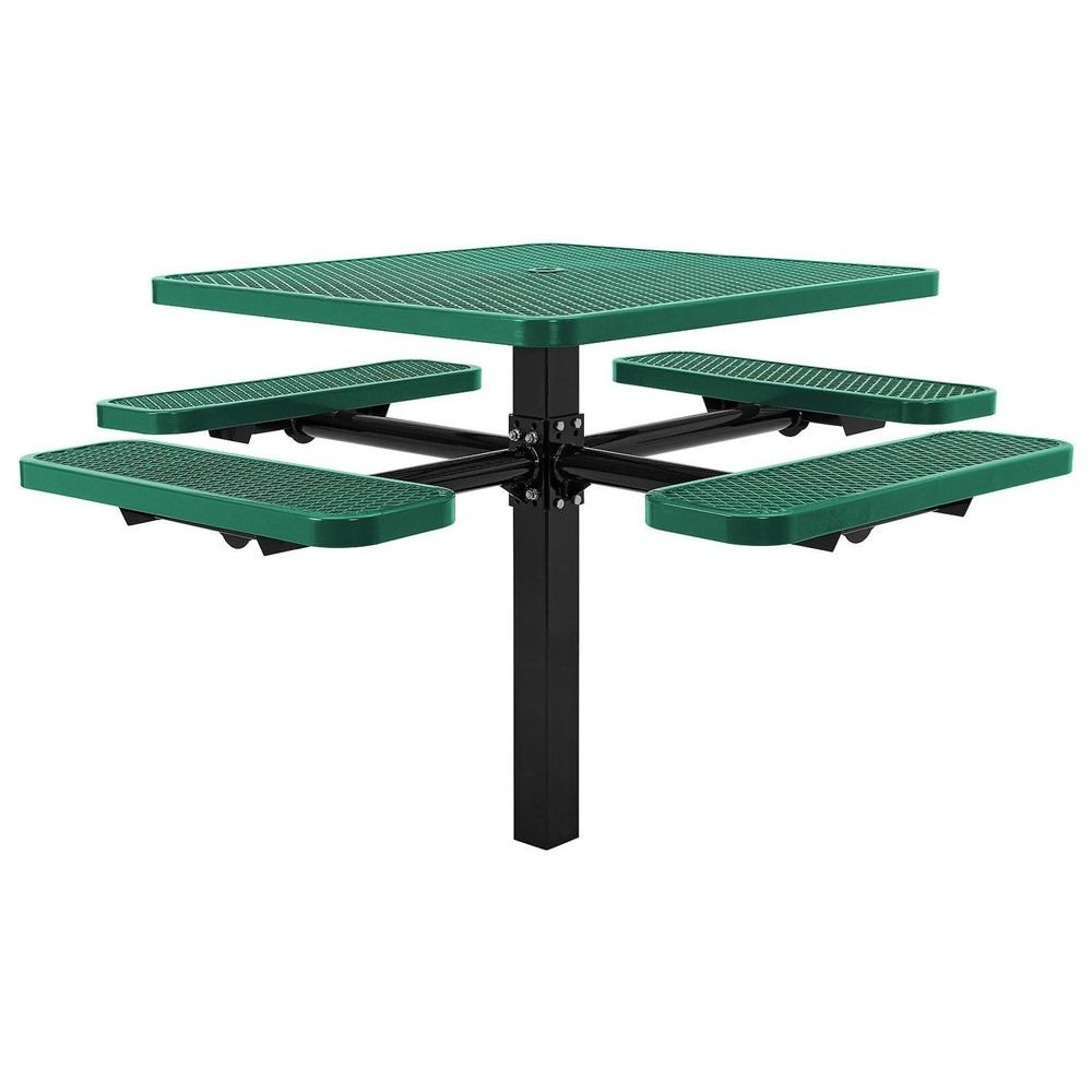 46" Square Picnic Table In-Ground Mount Green