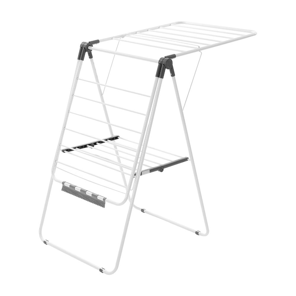 2-Tier Laundry Drying Rack with Adjustable Height, Sock Clips & 21 Rods
