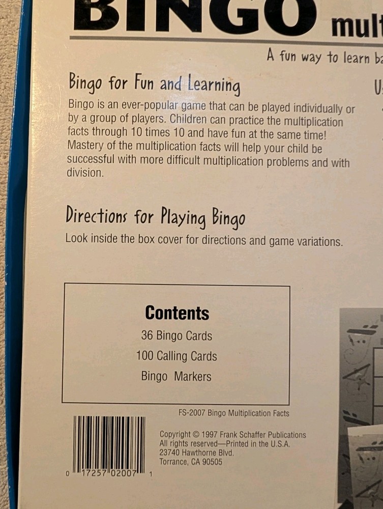 BINGO Multiplication Facts Learning Game ~ A Fun Way to Learn Basic Math Skills