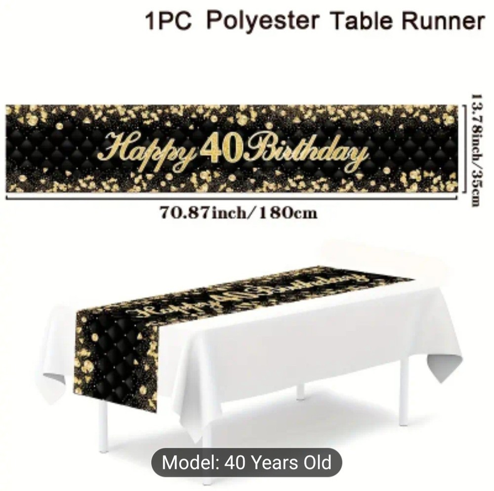 40th Birthday Table Decorations,Rectangular Plastic Tablecloth for 40th Birthday