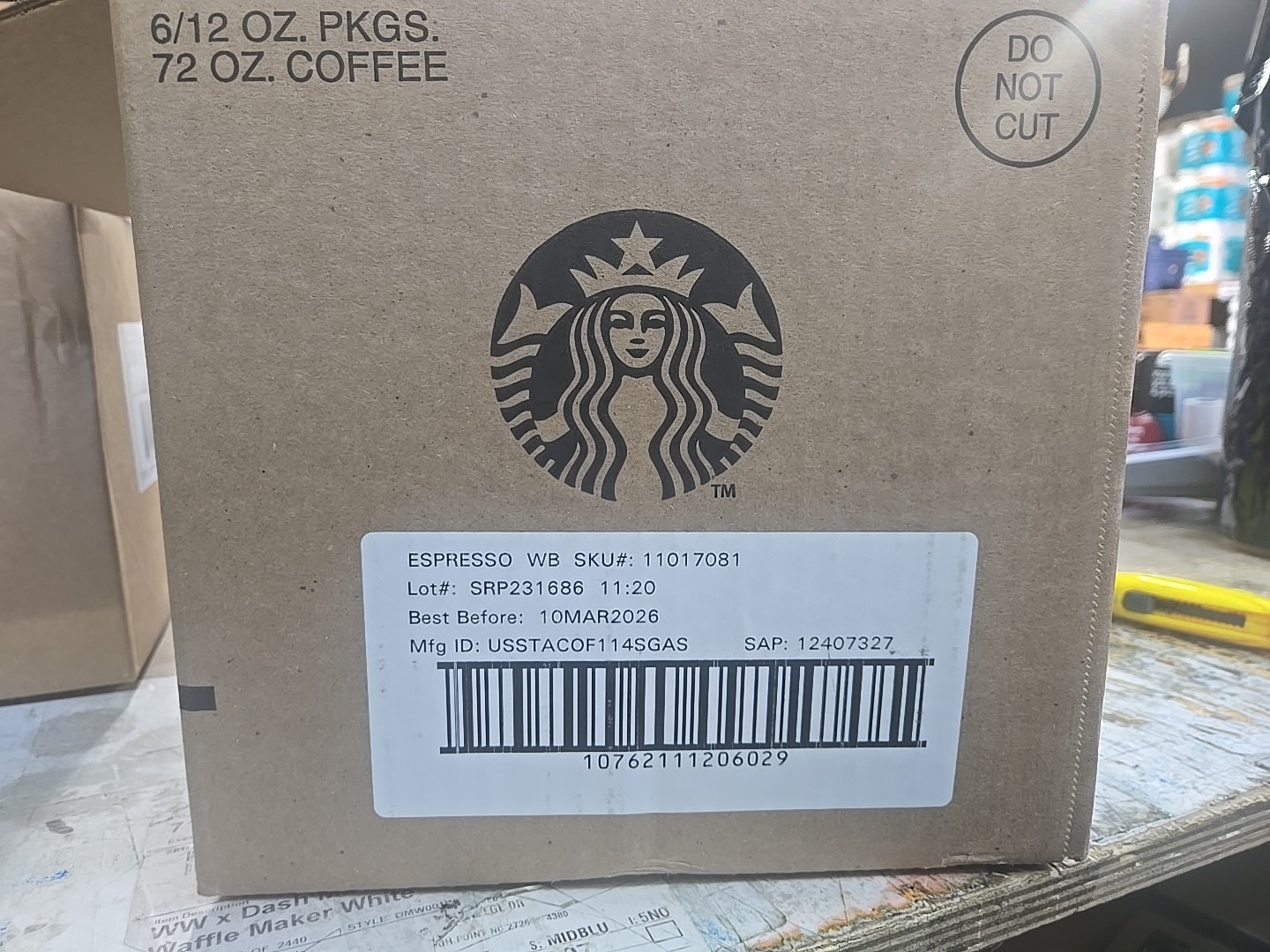 (6 Pack)Starbucks Dark Roast Whole Bean Espresso Coffee - 12oz BB-10MAR2026