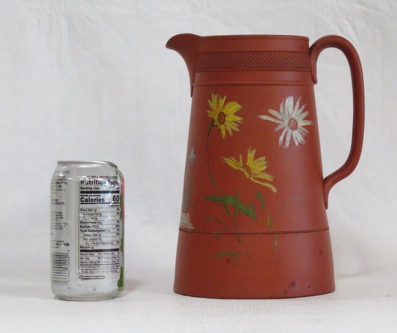 Prattware Earthenware Hand Painted Pitcher 9" Tall