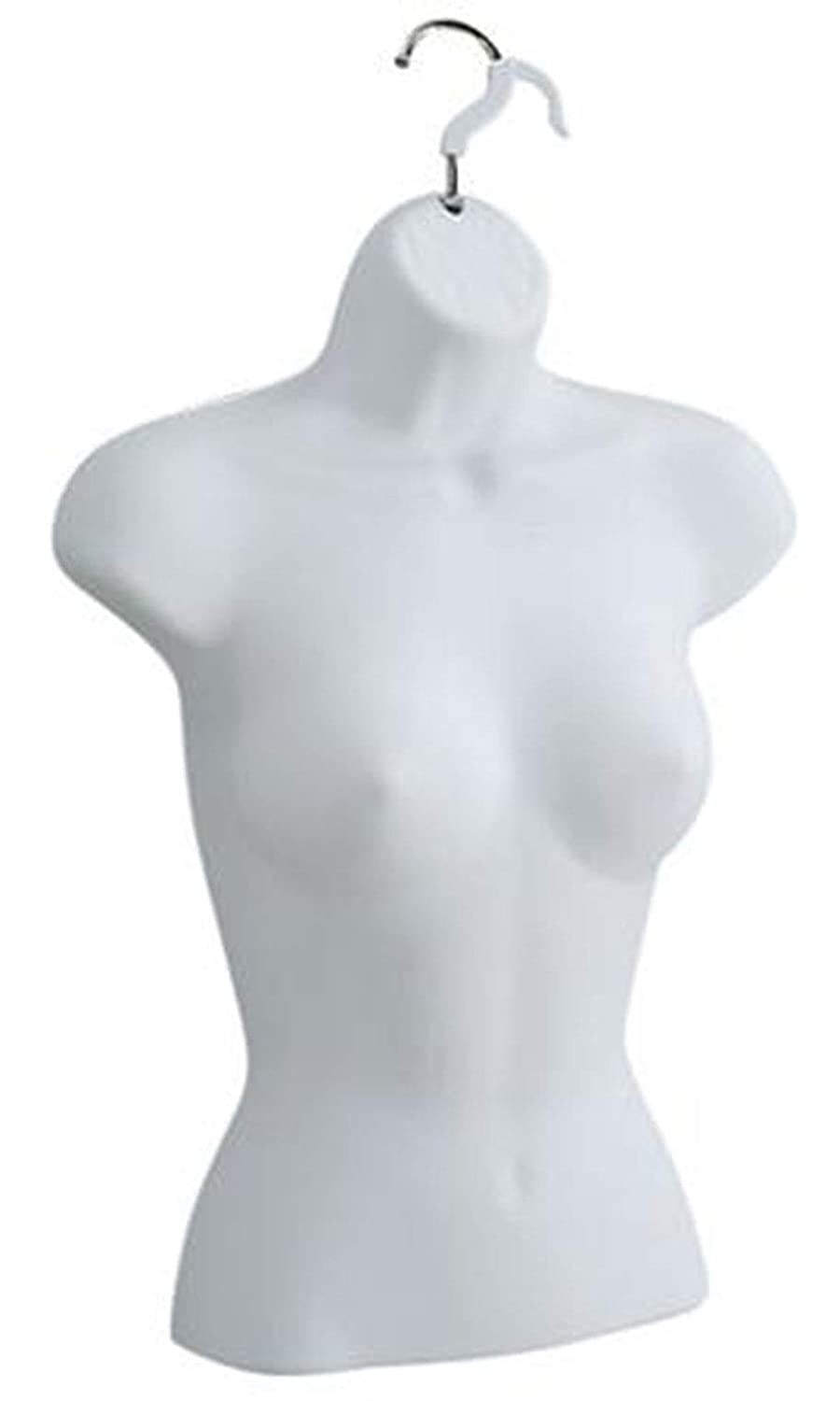 Plastic FEMALE TORSO HANGING MANNEQUIN White DRESS FORM WITH HANGER 2 Pc Set
