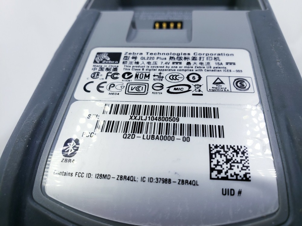Zebra QL220 Plus Q2D-LUBA0000-00 Portable Barcode Label Bluetooth Printer QL220+