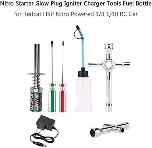 RC Glow Plug Starter Tool Kit Nitro Engine Igniter Charger & Fuel Bottle Set
