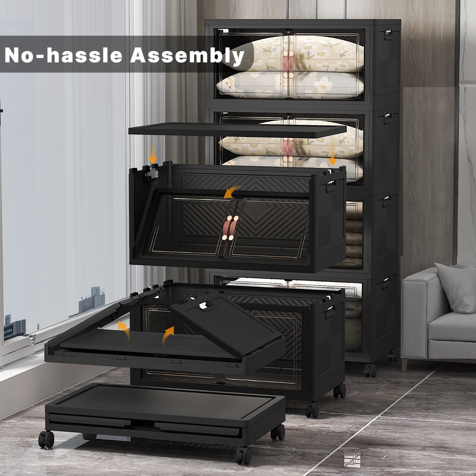 UAMFURI Extra Large Stackable Storage Bins with Lids & Wheels & Door Containers