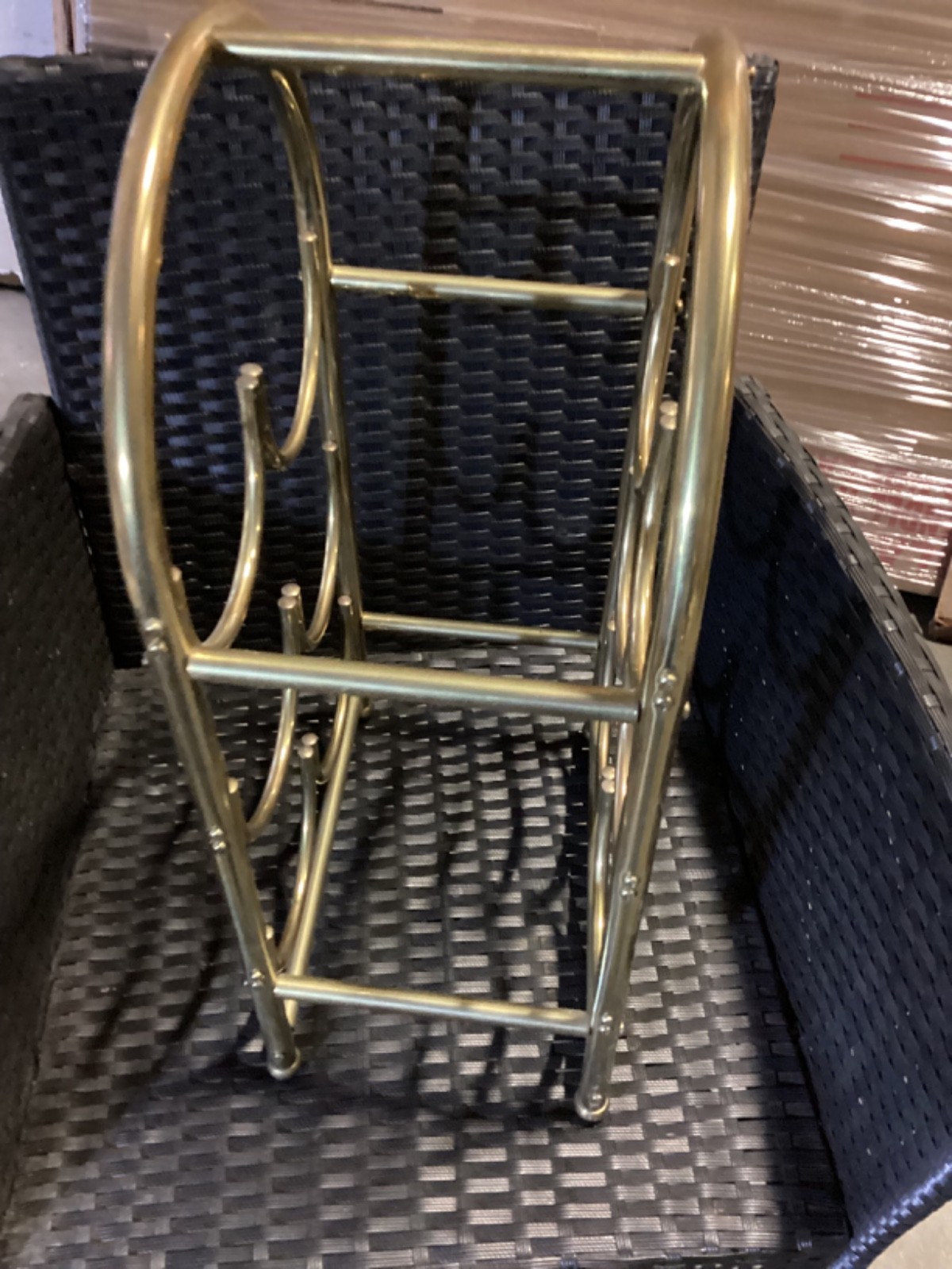 Vintage Wine Rack 3 Tier Holder Brass Gold Metal Mid Century Modern 21” Tall