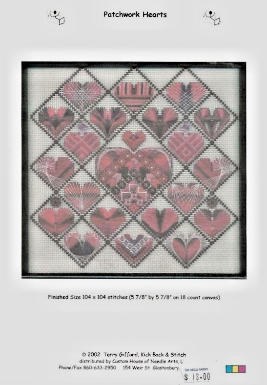 REDUCED AGAIN!  Patchwork Hearts Counted NP Chart - Terry Gifford