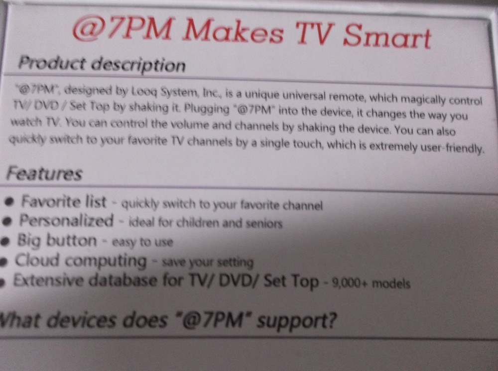 NEW Looq @7PM Smart TV Remote Controller For Android / IOS Smartphones 8509