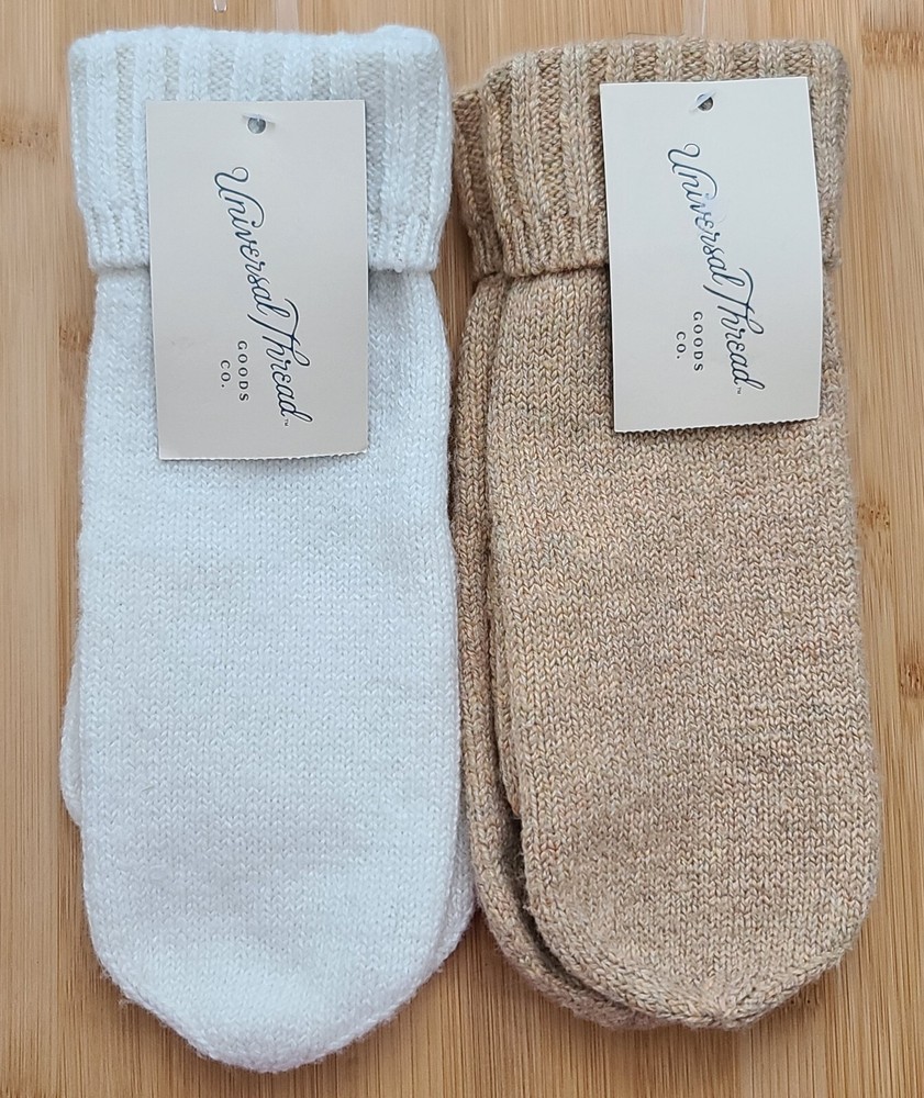 Universal Thread Knit Mittens - Tan/Brown - One Size - NEW
