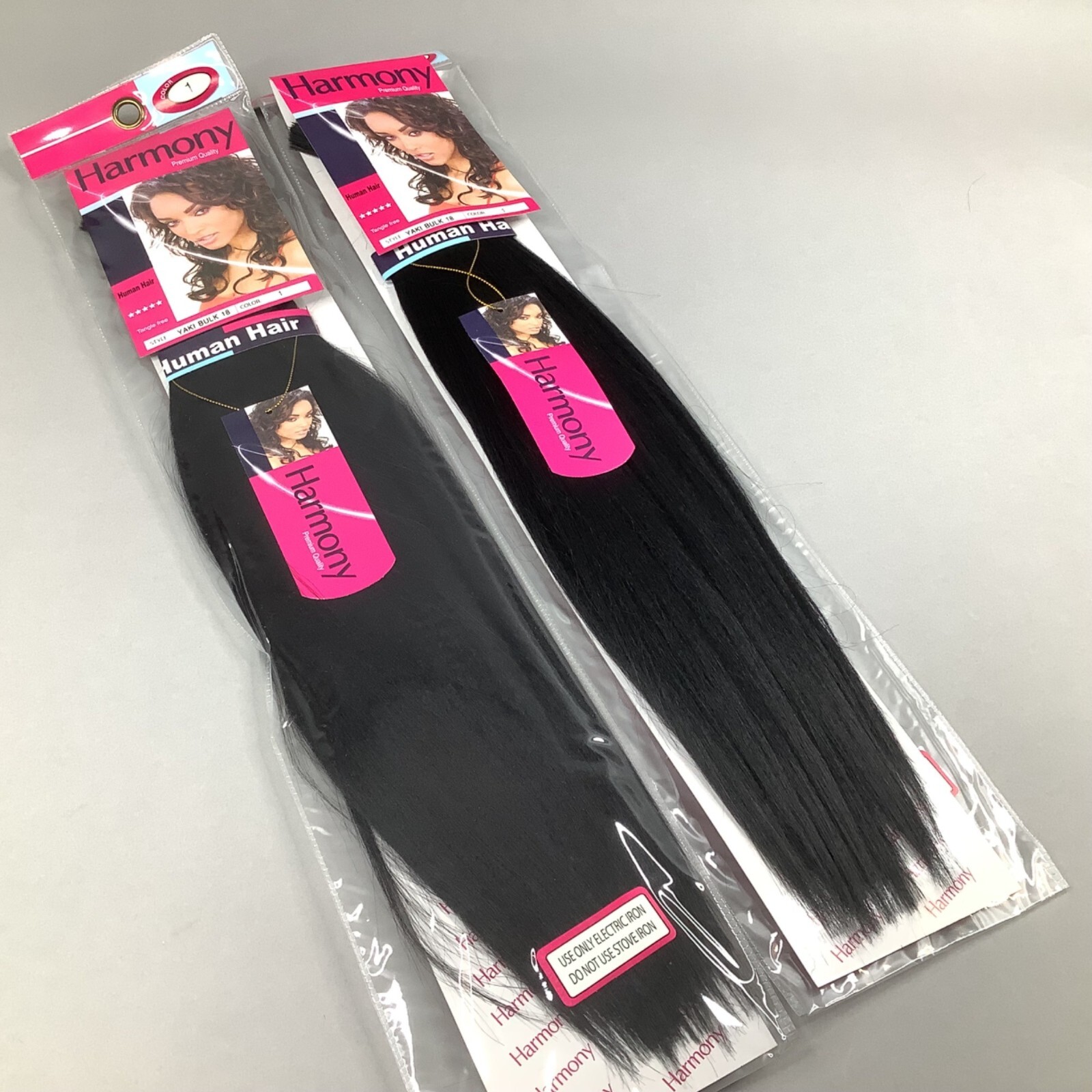 2 Packs 18” #1 Jet Black Yaki Bulk Micro Braiding Blend Hair by Harmony