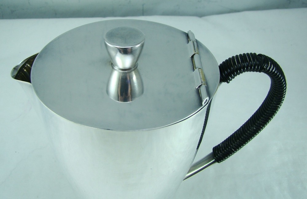 WMF Silverplate Art Deco Black wrapped Handle Mini Coffee Pot