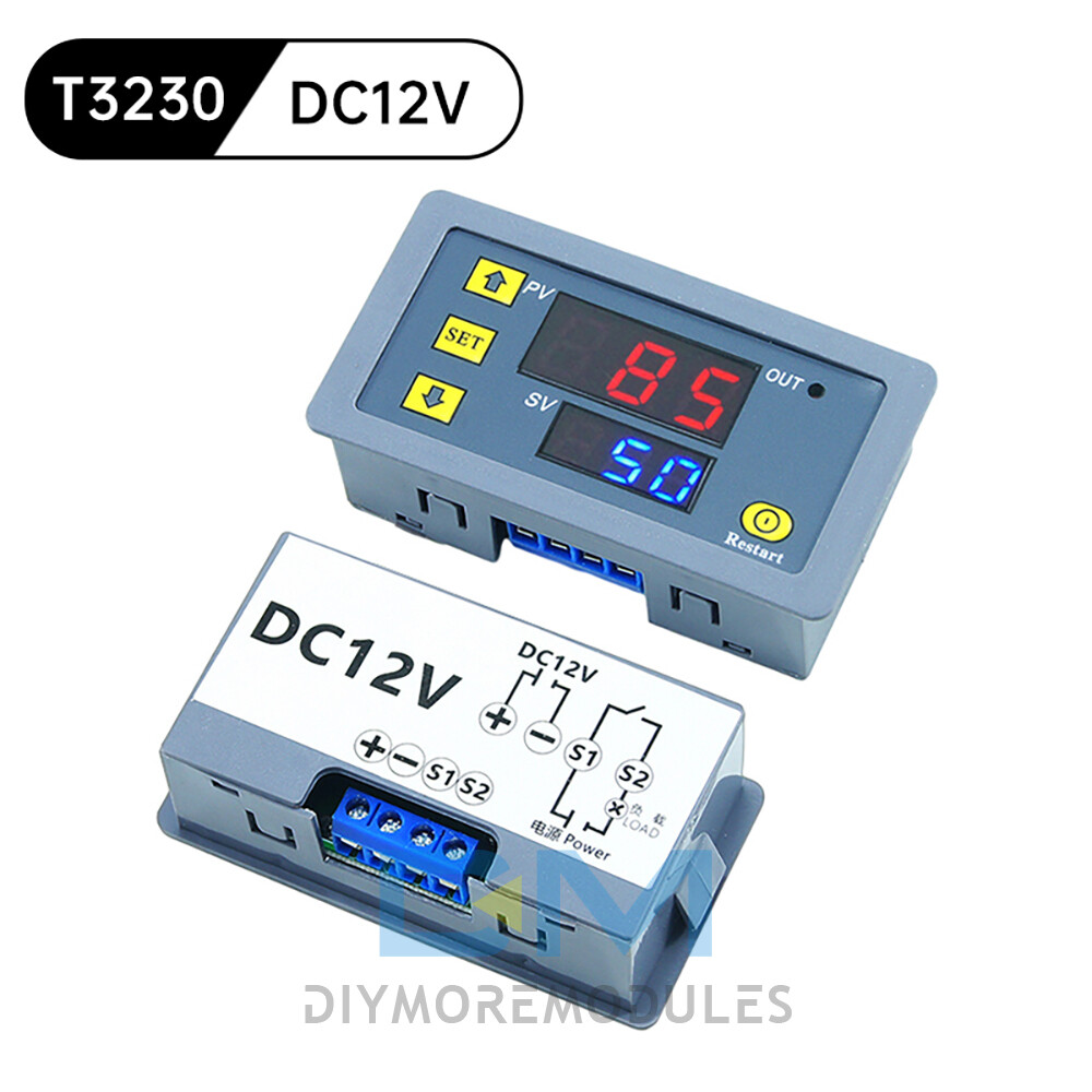 T3230 Digital Time Delay Relay Cycle Timer Control Switch DC 12V/24V AC110-220V
