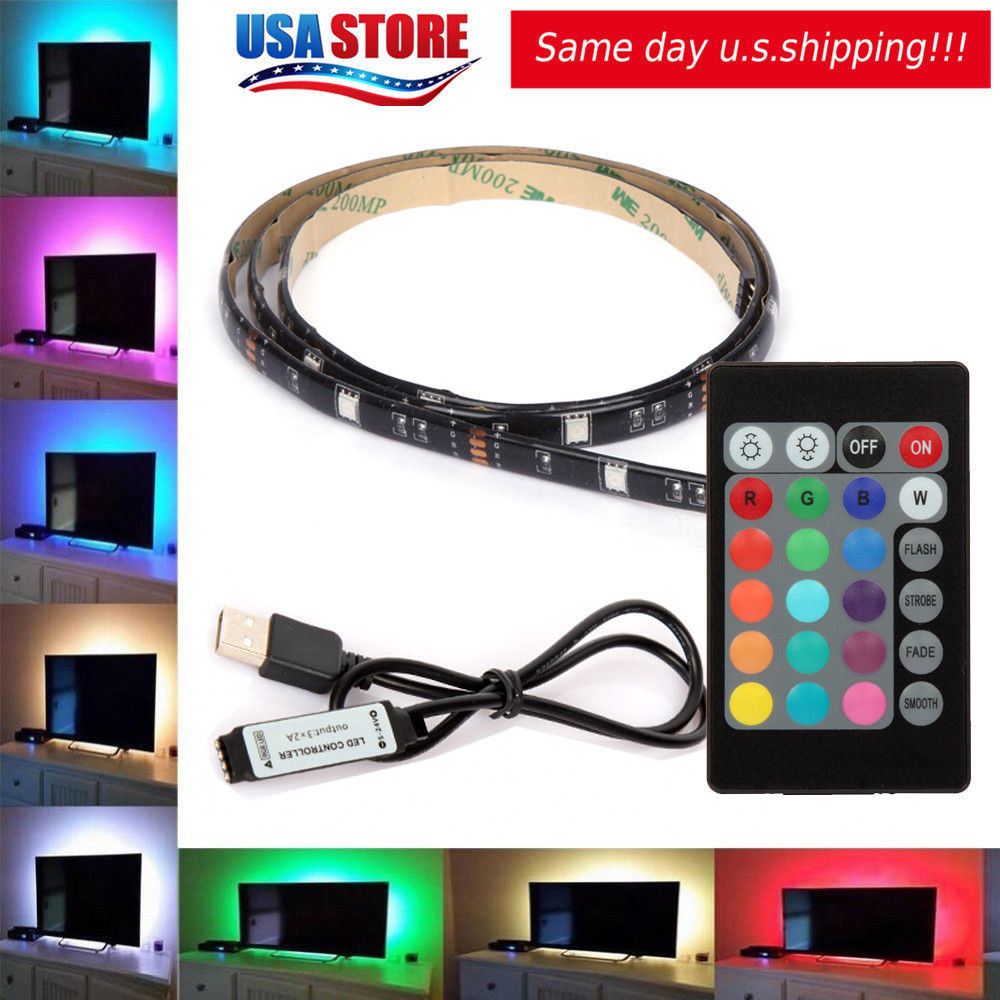 USB Powered Computer TV Backlight Kit RGB 5050 LED Light Strip Colour Change
