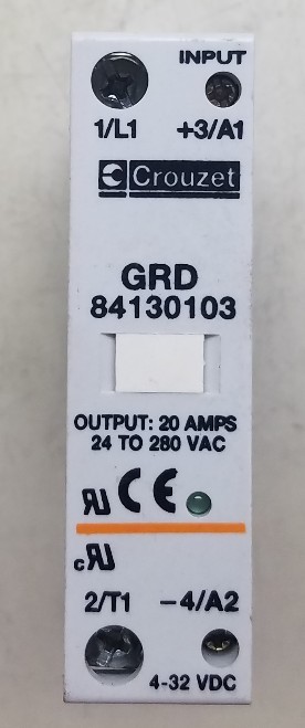 Crouzet GRD 84130103 Solid State Relay Input: 4-32VDC Output: 24-280VAC, 20A