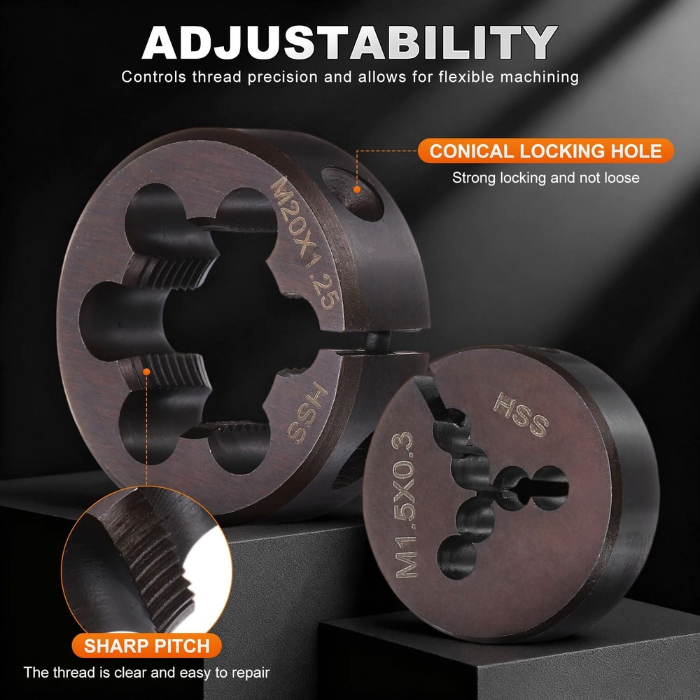 M5x1 Round Die Adjustable Right Hand Metric Machine Threaded HSS Cut Tool