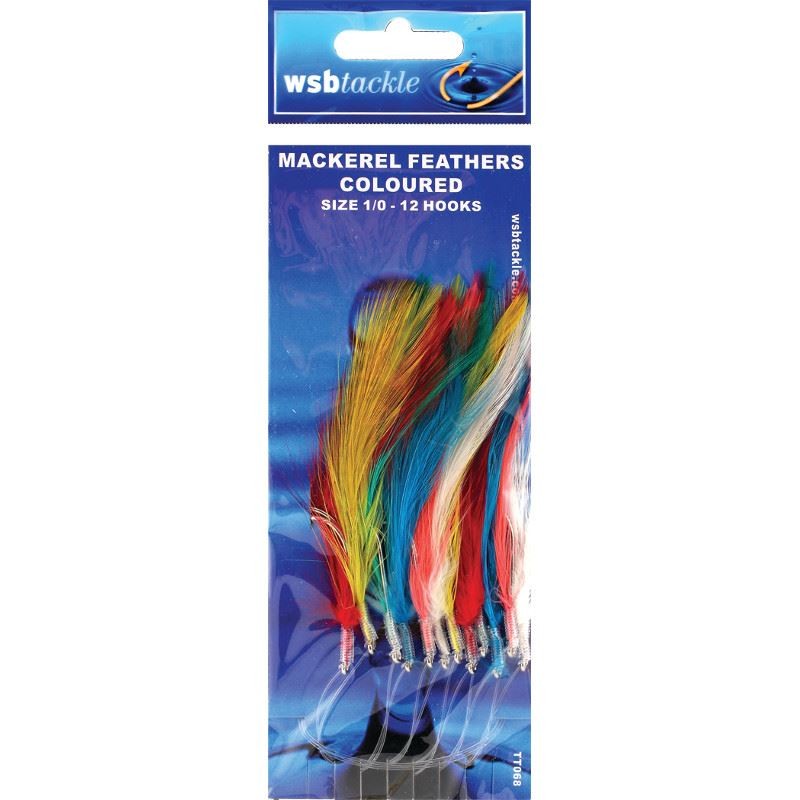WSB Mackerel Feathers Coloured 1/0 12 Hook