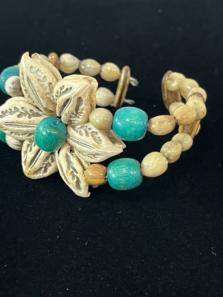 Shell Flower Wrap Cuff Bracelet Boho Retro Handmade