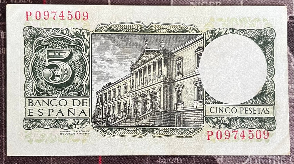 SPAIN 1954 5 PESETA NOTE / UNCIRCULATED