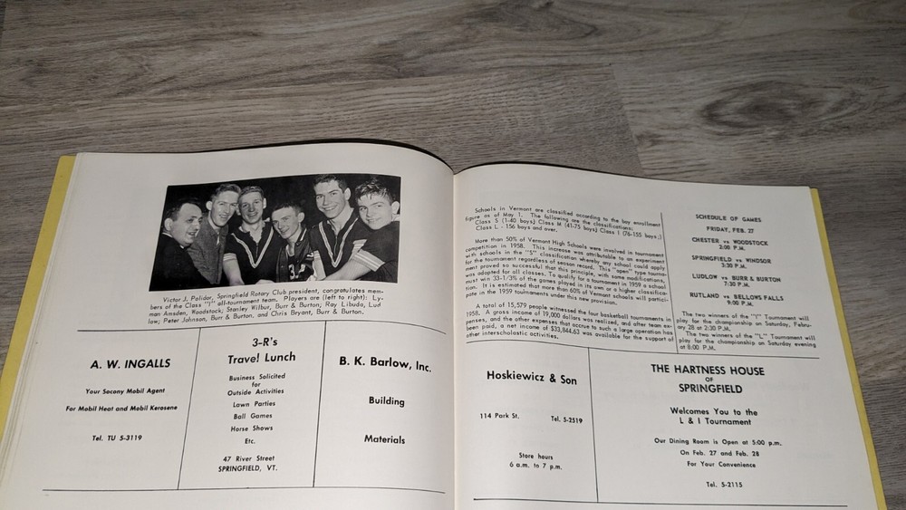 Vermont Large Intermediate State Basketball Tournament Program