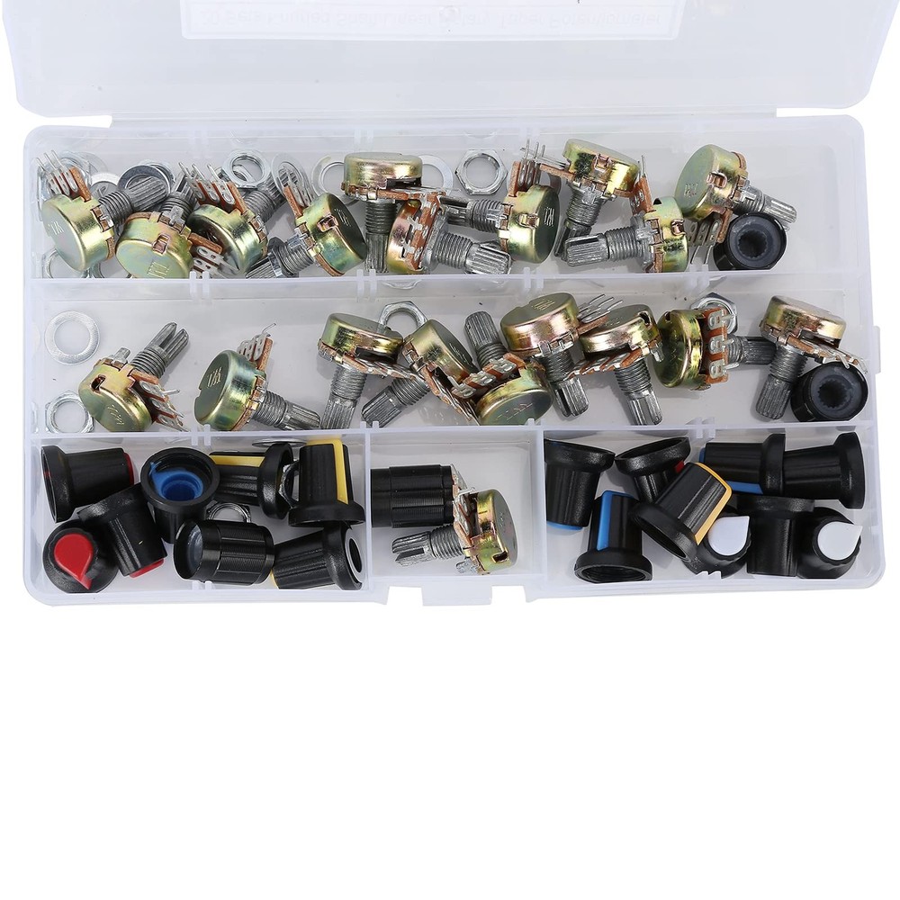 Adjustable Potentiometer Kit: 5K-100K Ohm Linear Taper w/ Volume Control Buttons