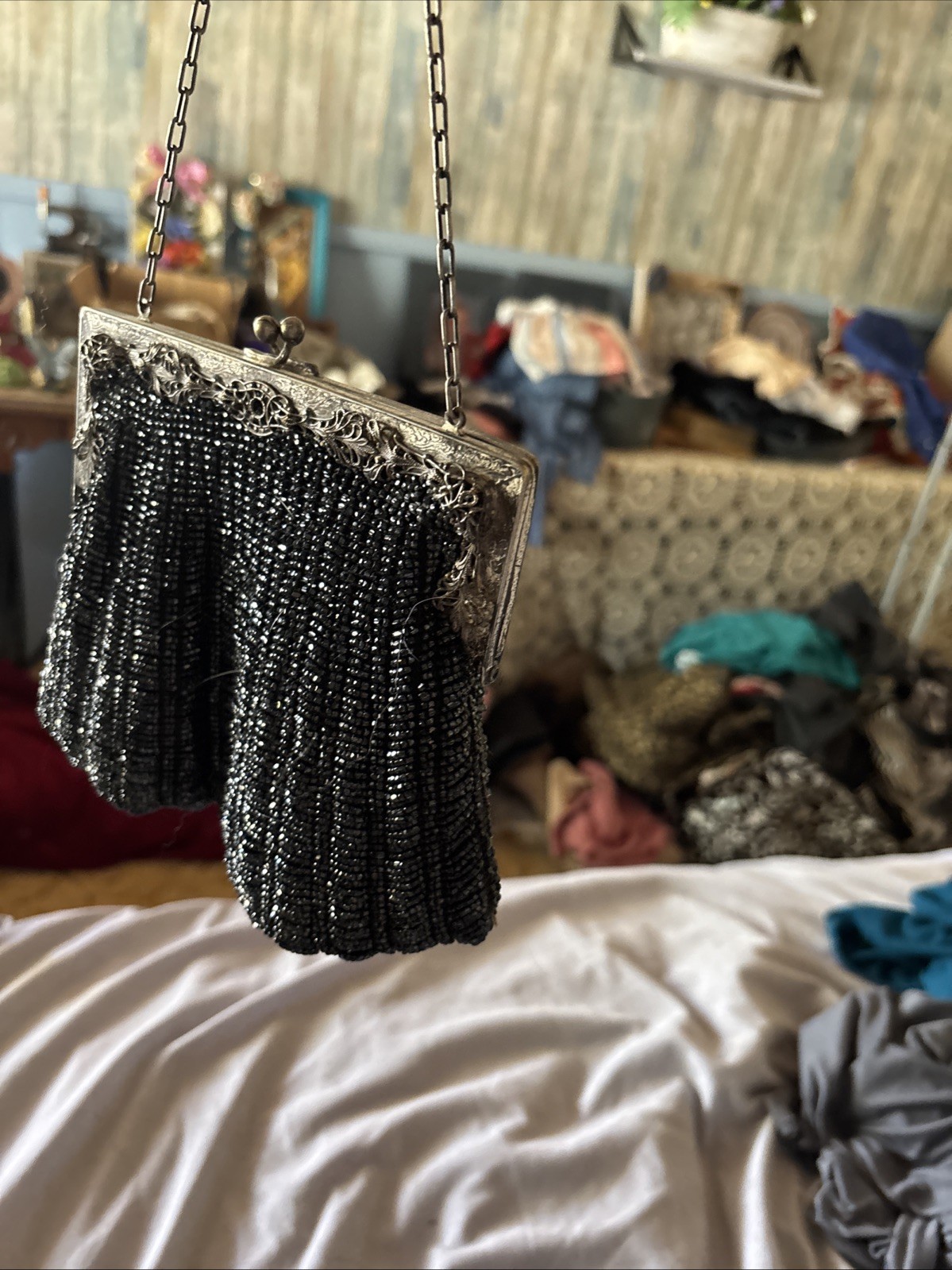 Vintage beaded evening bag (art deco From 1920s) Black