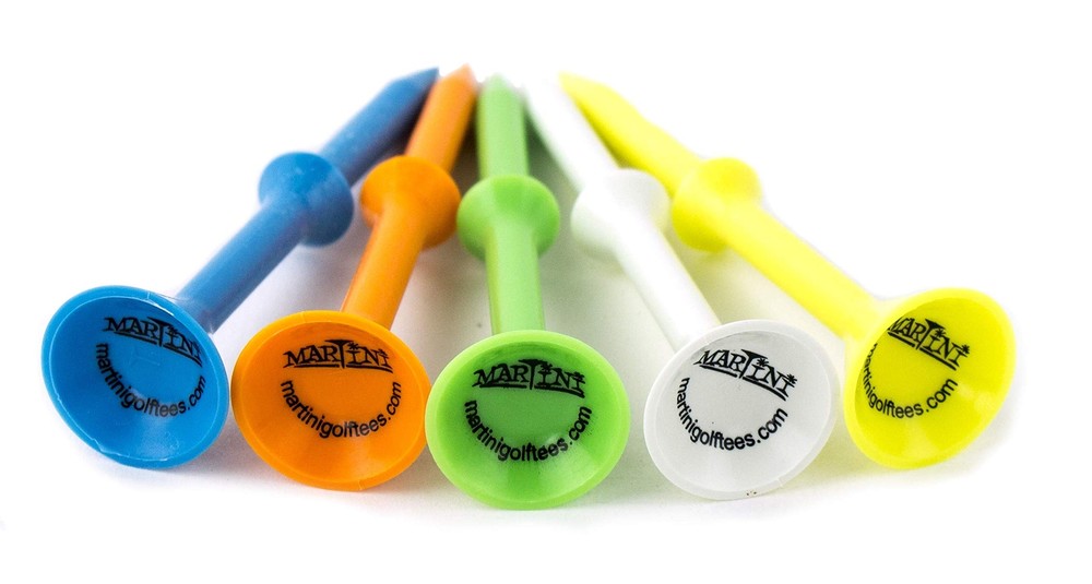 Martini Golf Tees DMT007 Durable Plastic Step-UP Tees 5 Pack Assorted Colors