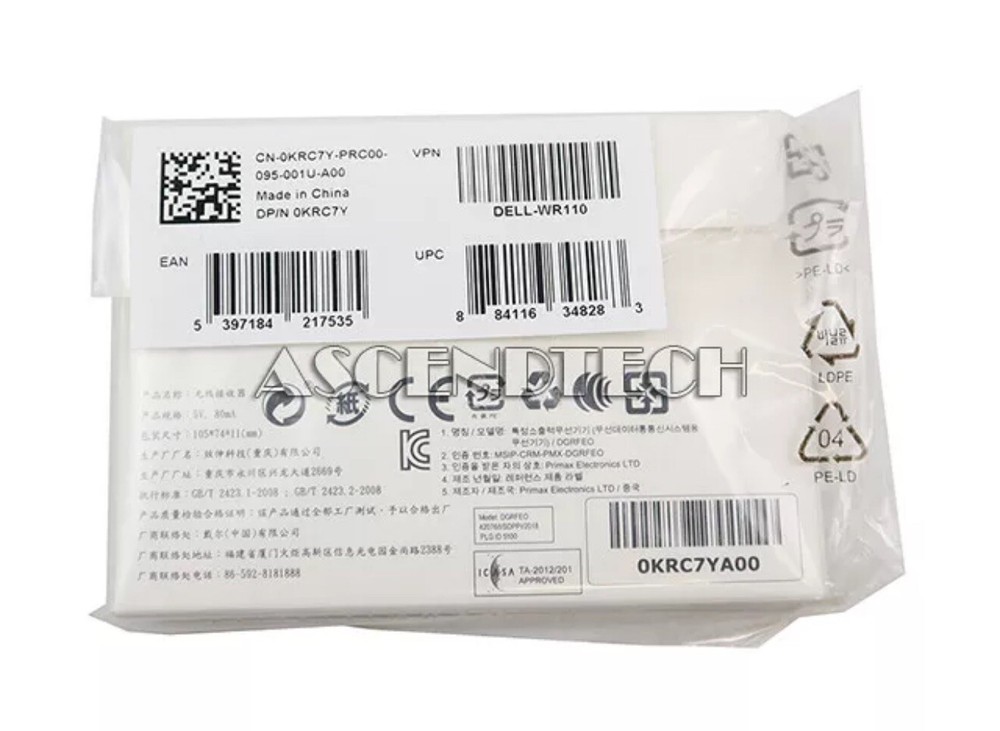 DELL WR110 WIRELESS MOUSE/KEYBOARD UNIVERSAL PAIRING RECEIVER DONGLE KRC7Y