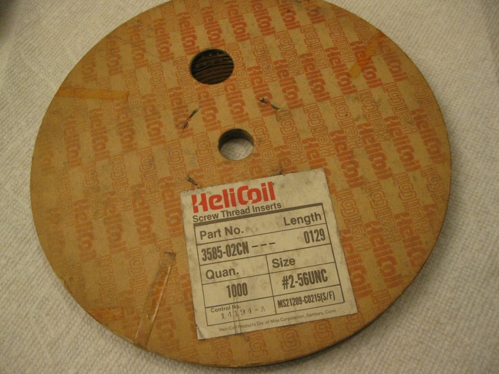 #2-56 x .129" Helicoil Screw-Locking Thread Insert 1000pc Roll