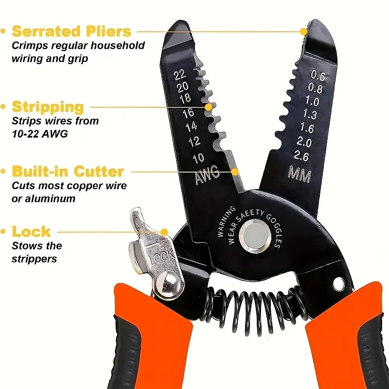 Electrician Wire Stripper and Crimper Tool for Network Cabling
