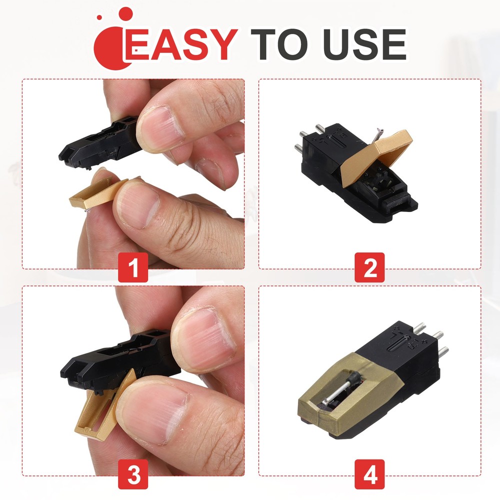1 Pack Record Player Needle, Replacement Record Needle with Cleaning Brush, Gold