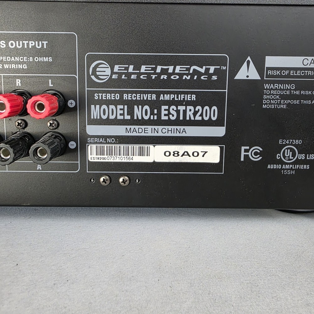 Element Electronics Stereo Receiver Amplifier ESTR200 w/ Remote. Tested Working
