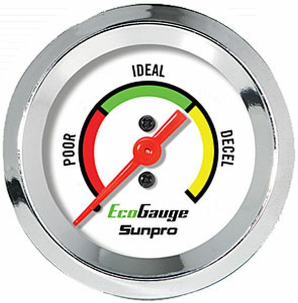 EcoGauge 2" White w/ Chrome Bezel & Bracket Sunpro CP8221 Authorized Distributor