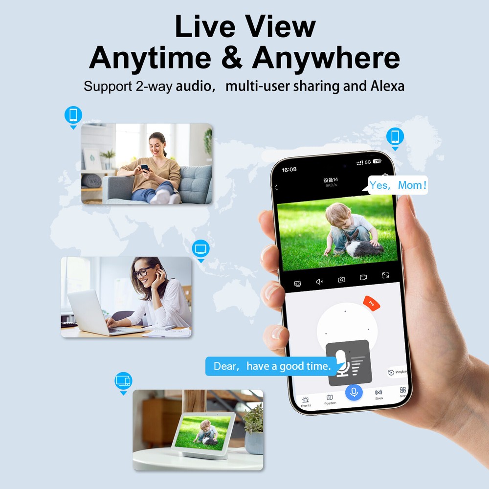 ARCCTV Solar Security Camera System Outdoor Wireless Audio Home Battery Powered