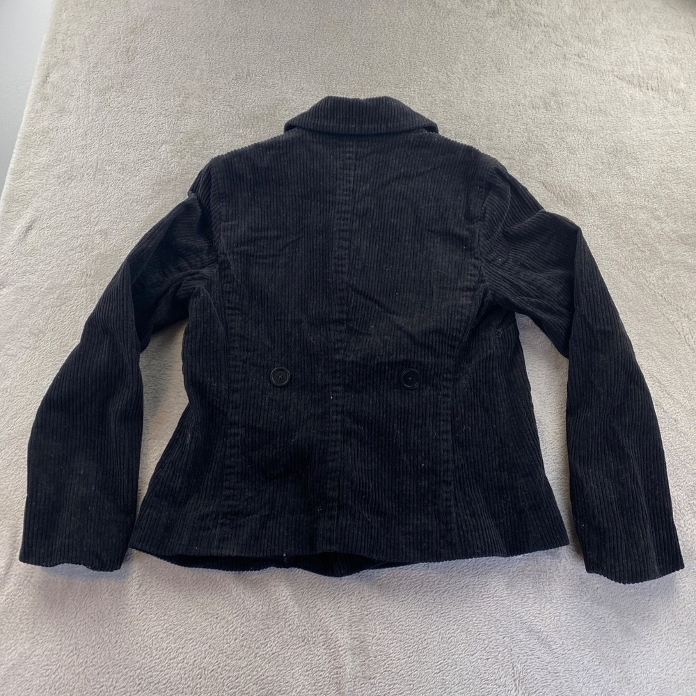 Gap Womens Corduroy Blazer Jacket Size Medium Black Double-Breasted Collared