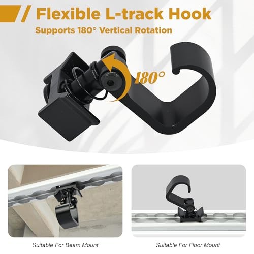 6Pcs L Track Hooks, L-Track Single Stud Tie Down Fitting, L-Track Spring 6pcs