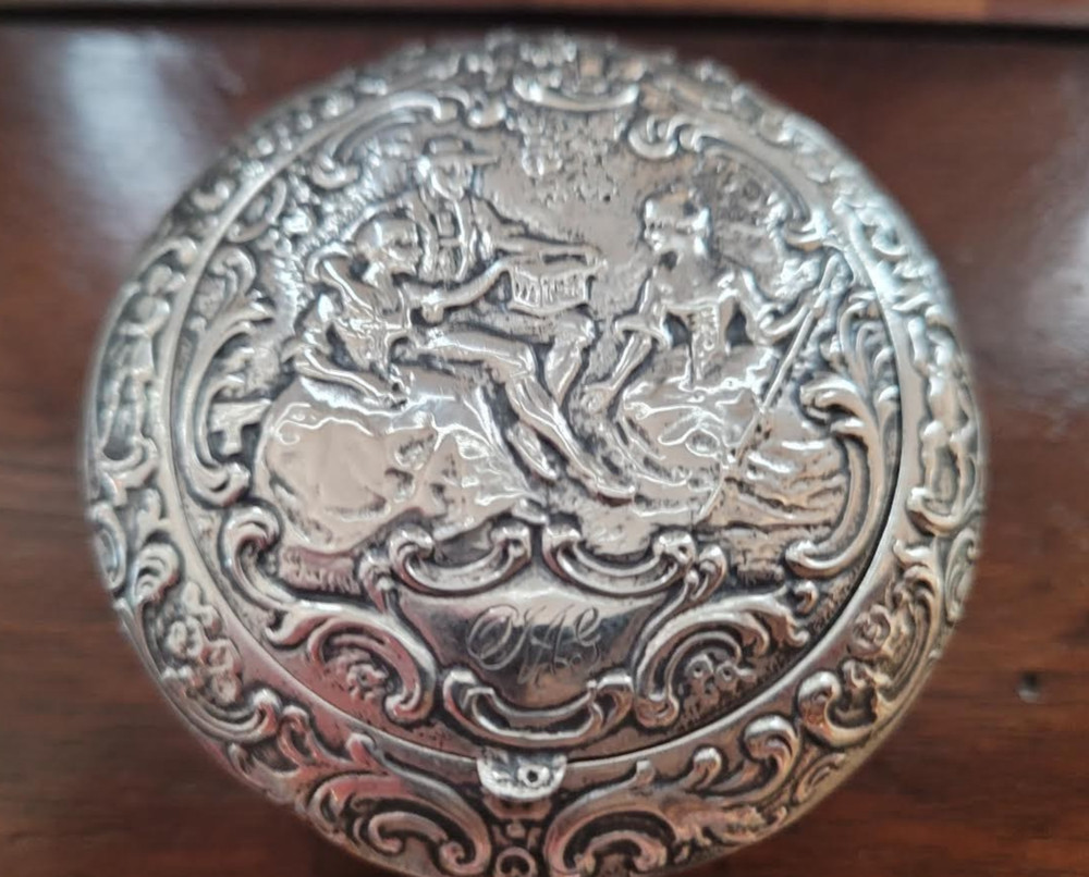 2 1/2" Sterling Silver Ornate Pill Box