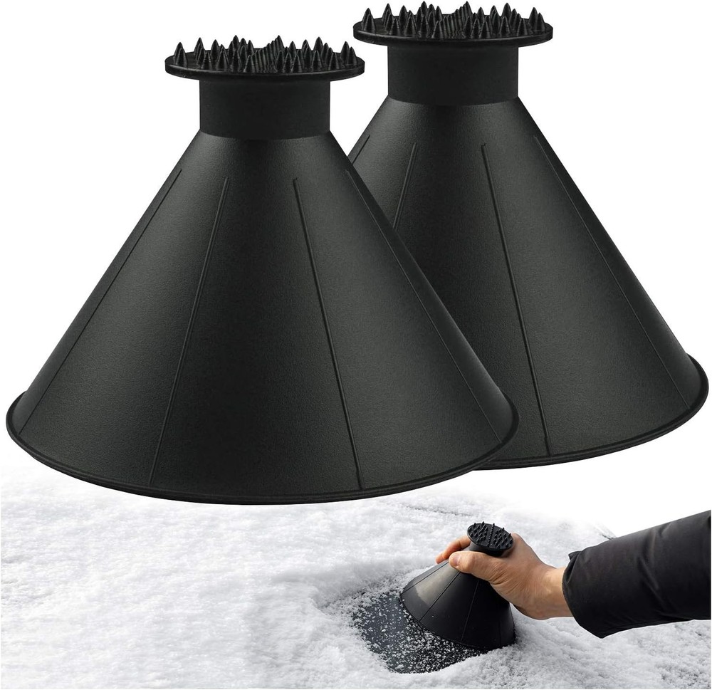 Magical 2-Pack Ice Scraper for Windshield - Cone Design for Effortless Clearing