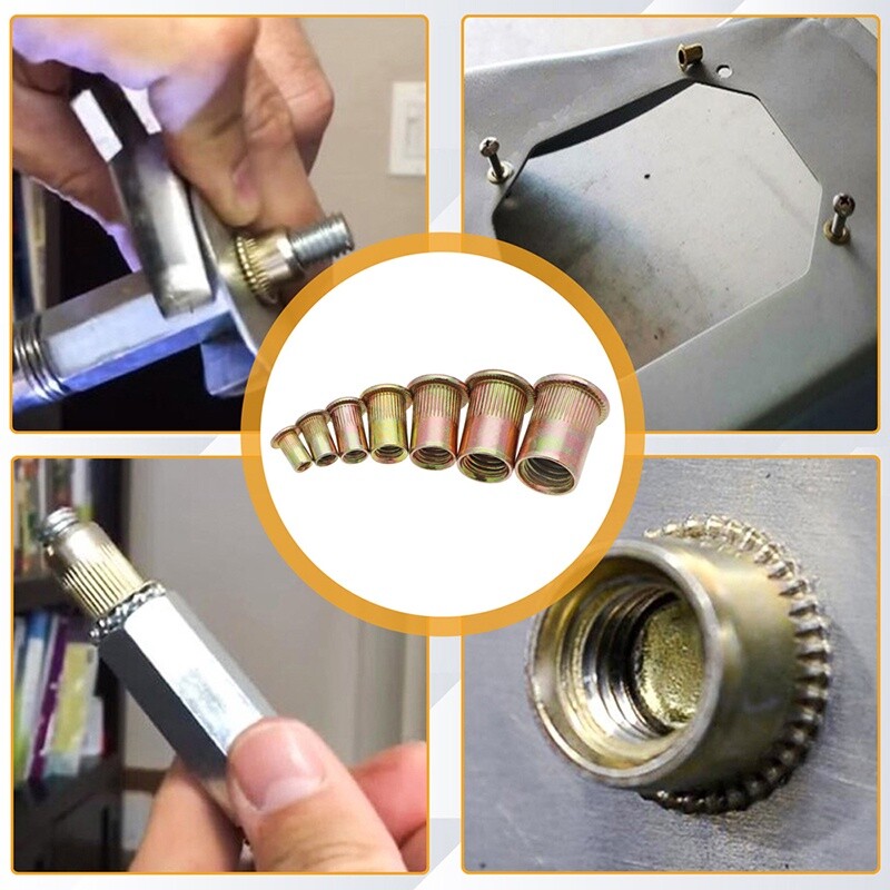 10x M3-M12 Flat Head Metric Threaded Blind Rivet Nut Insert Rivnut Nutsert Screw