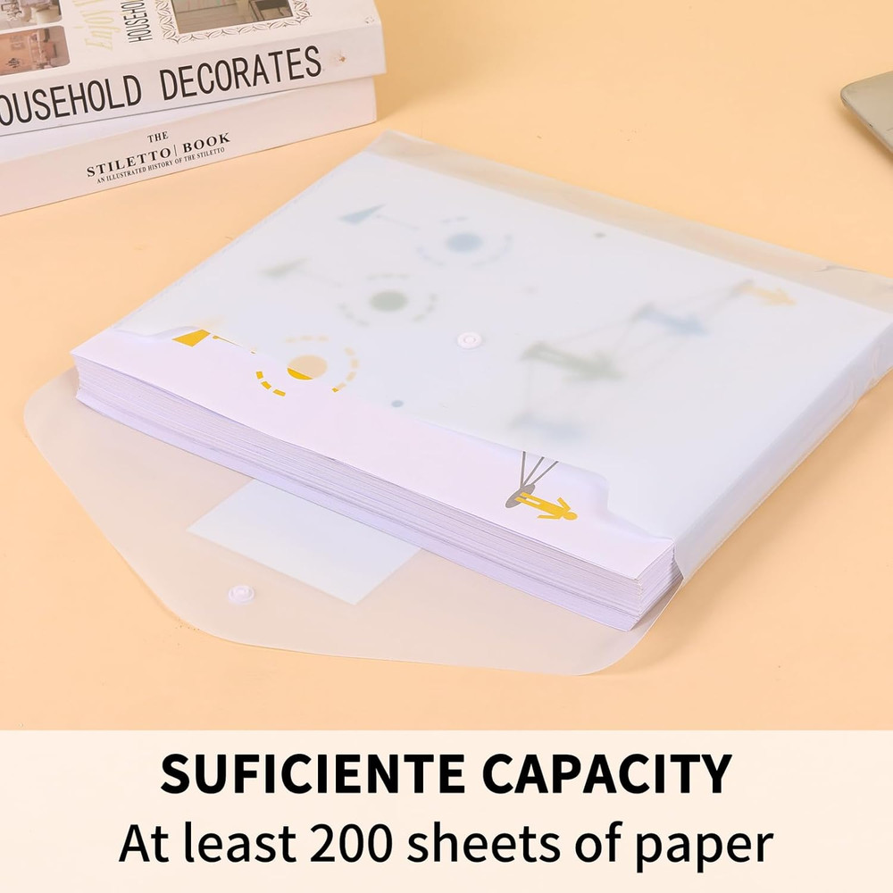 24 Pack Plastic Envelopes Plastic File Folders, Poly Folders with Snap Closure,
