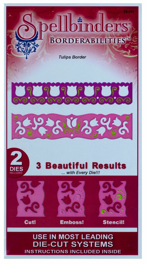 Spellbinders Borderabilities Tulips Border Template Set Cutting Embossing Dies