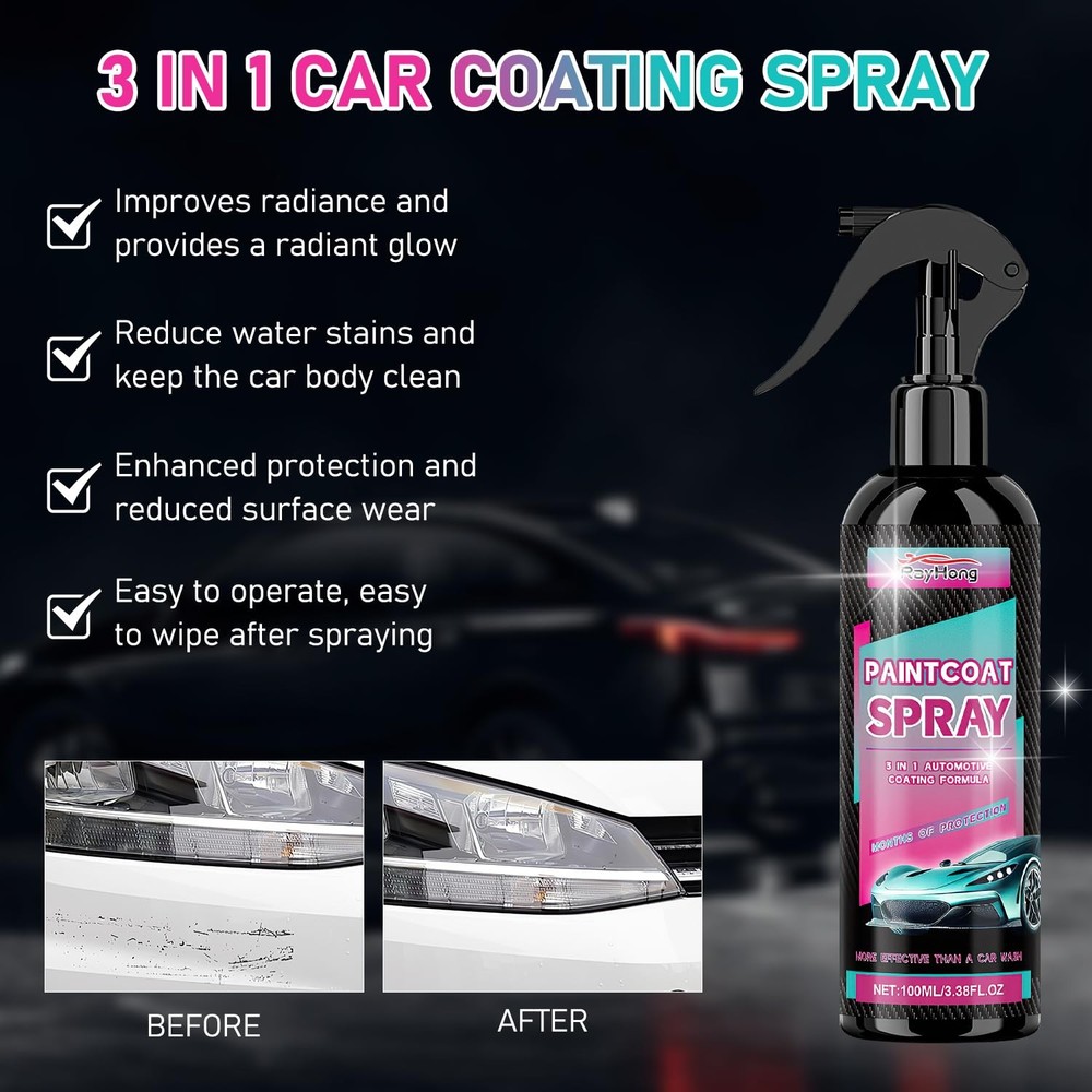 Multi-Functional Coating Renewal Agent, 3 in 1 Ceramic Car Spray,...