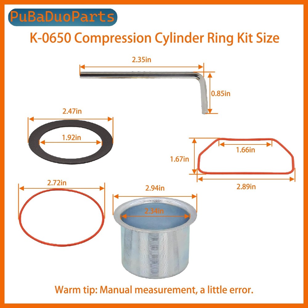 K-0650 Air Compressor Cylinder Sleeve & Compression Ring Kit Compatible with...