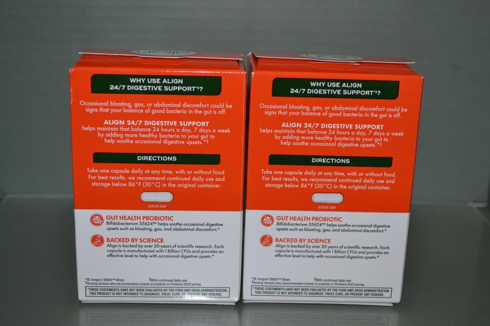 (2) Align Probiotic Digestive Support, Supplement, 14 Capsule Each, Exp 12/2027