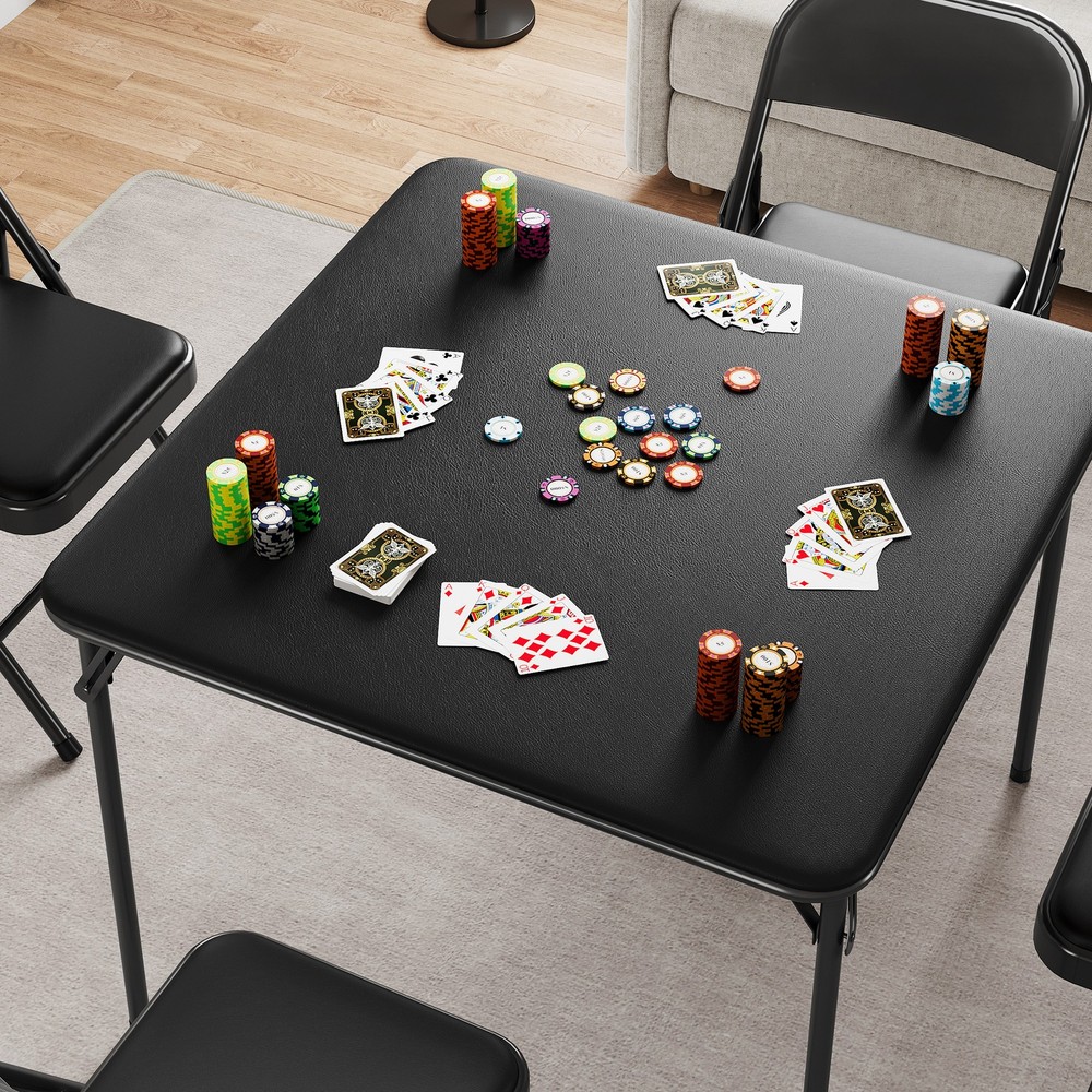 Portable folding Table Chess and Card Tables as a camping table work table black